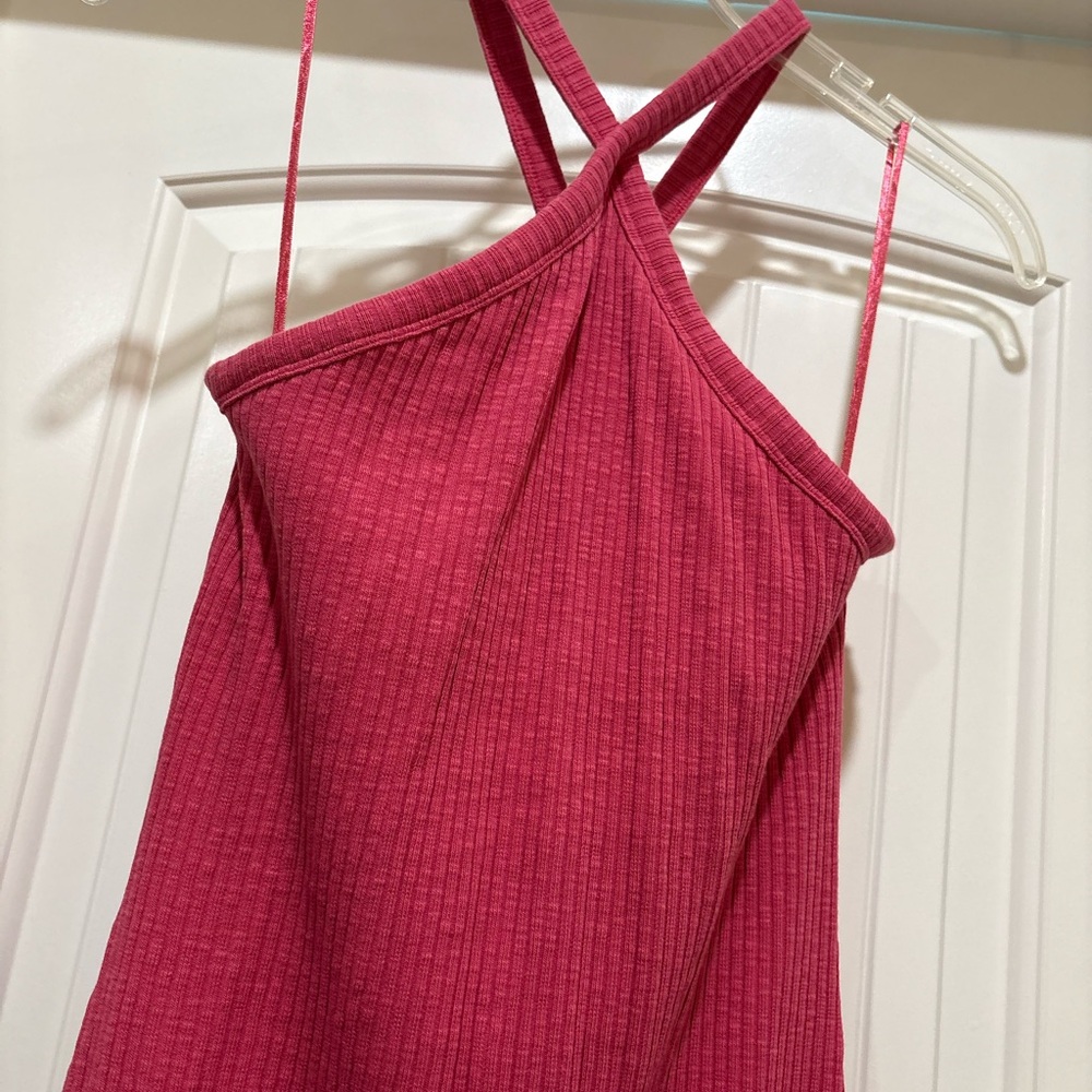 Old Navy Ribbed Criss Cross neckline Dress in Fuchsia